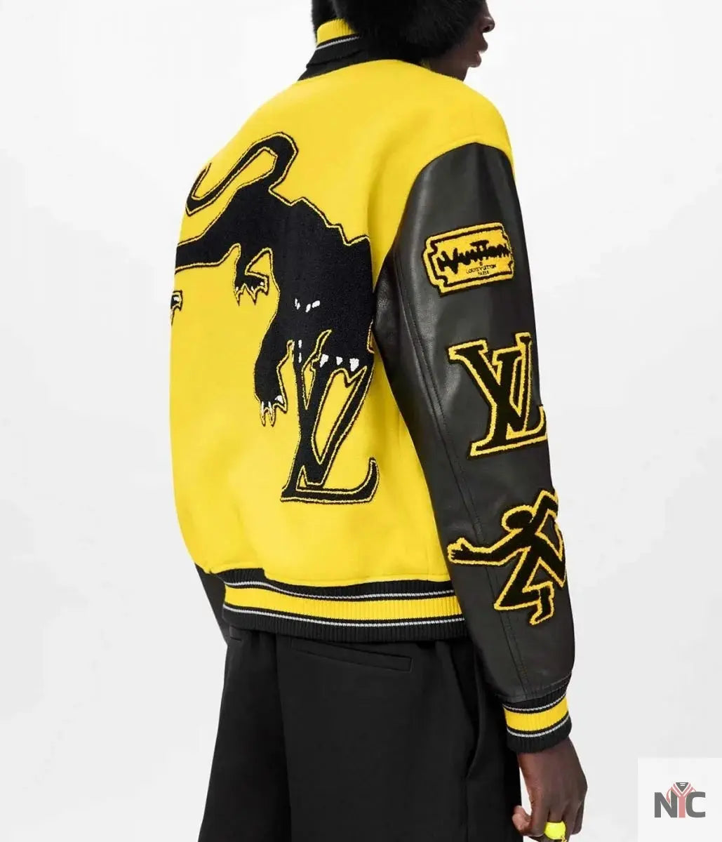 Louis Vuitton Letterman Yellow and Black Varsity Jacket Clanton Jacket