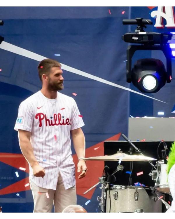 MLB Philadelphia Phillies Bryce Harper Striped Jersey Clanton Jacket