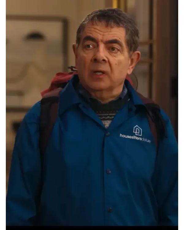 Man vs Baby 2025 Rowan Atkinson Housesitters Deluxe Blue Jacket