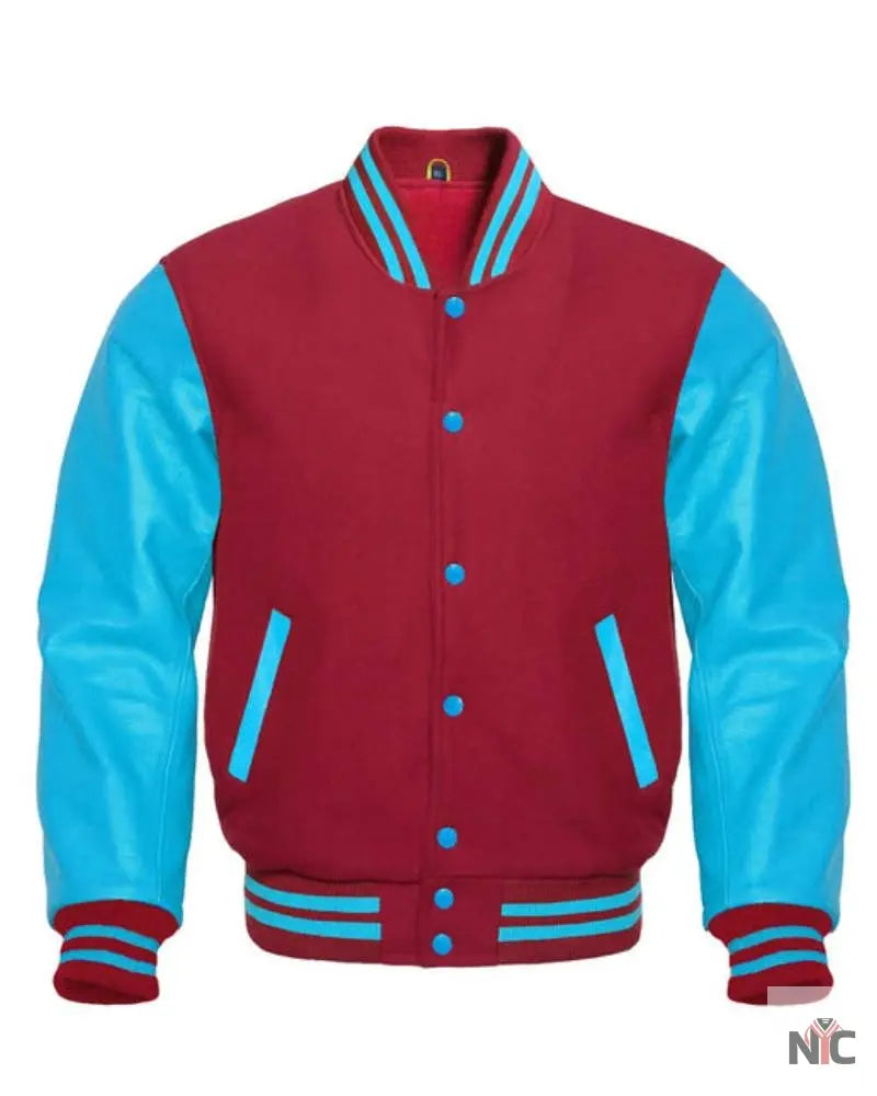 Maroon And Blue Varsity Letterman Jacket Clanton Jacket