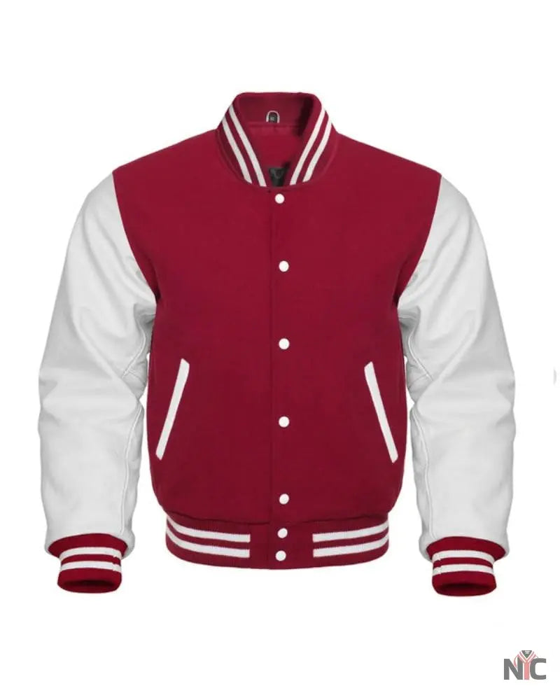 Maroon And White Varsity Letterman Jacket Clanton Jacket