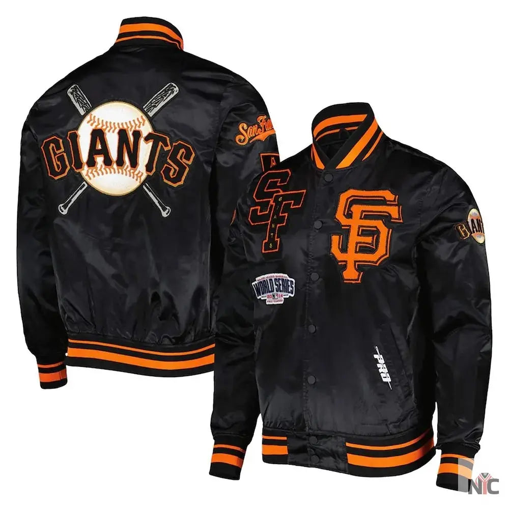 Mash Up SF Giants Black Satin Jacket Clanton Jacket