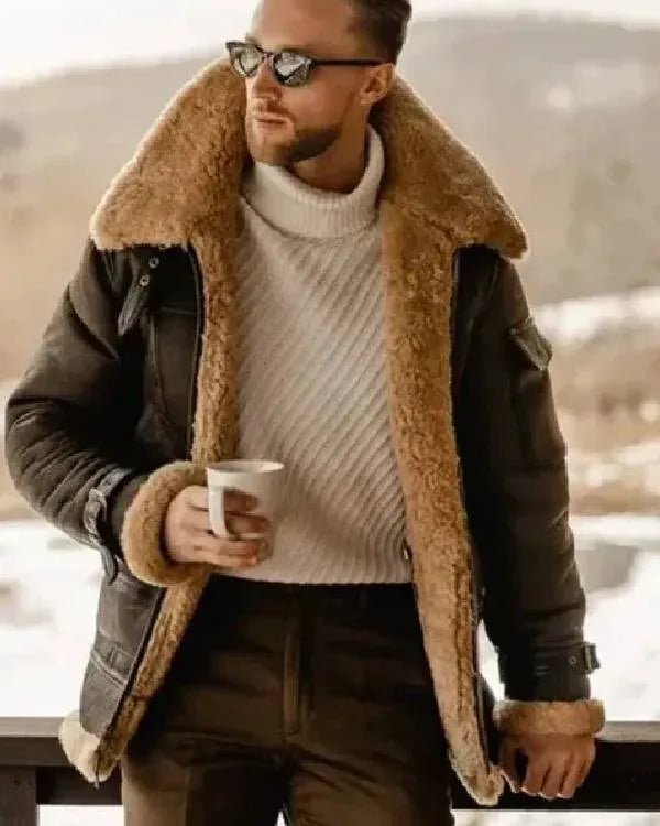 Matthew Belted Cuffs Shearling Leather Jacket