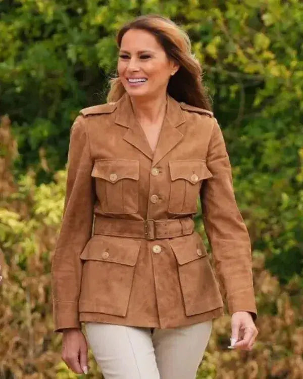 Melania Trump Brown Suede Belted Jacket WorthVee