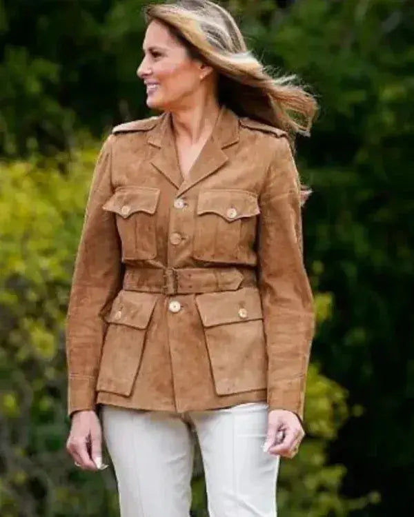Melania Trump Brown Suede Belted Jacket WorthVee