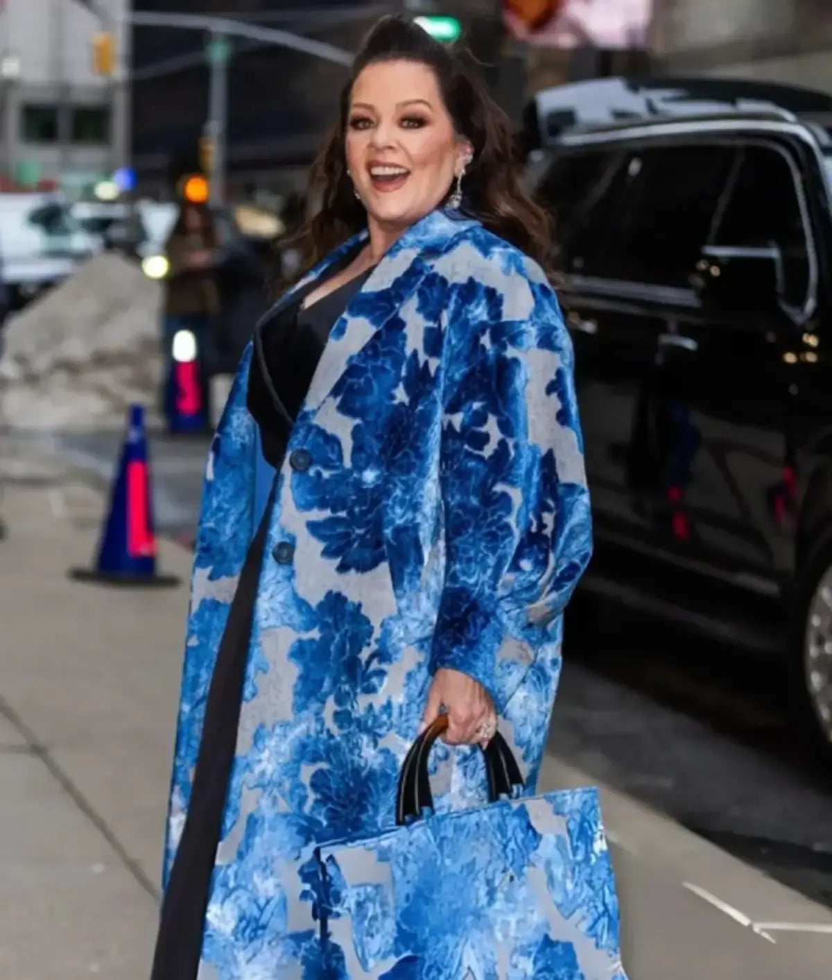 Melissa McCarthy NYC 2026 Floral Coat