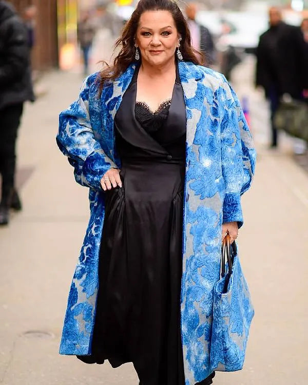 Melissa McCarthy Blue Floral Coat