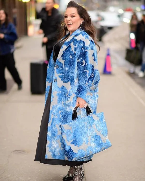 Melissa McCarthy Blue Floral Coat