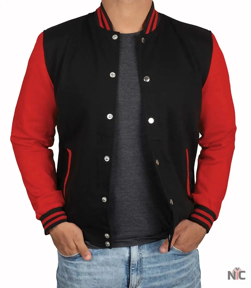 Men Baseball Red and Black Varsity Jacket Clanton Jacket