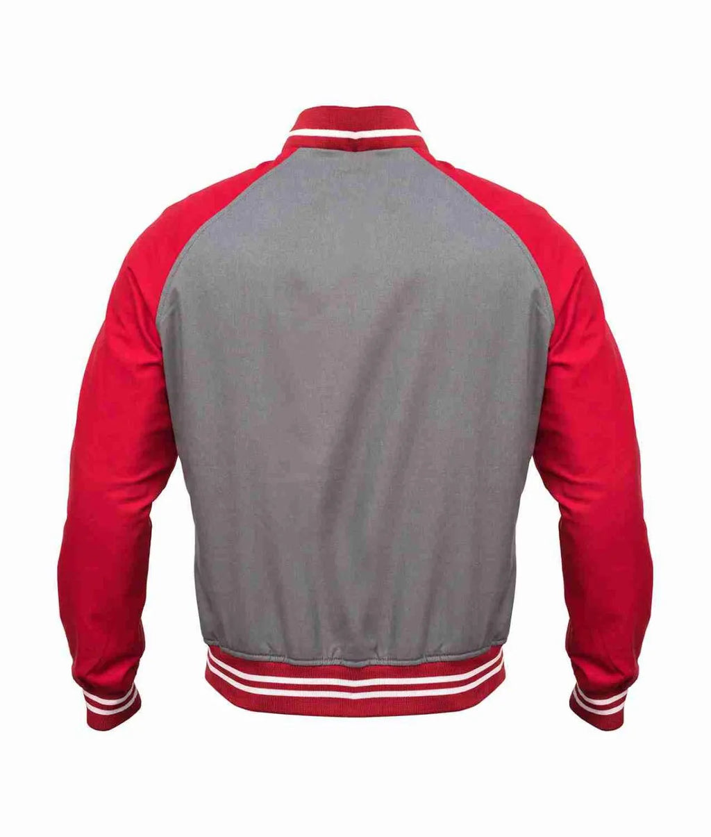 Men Red And Grey Varsity Jacket