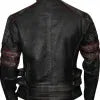 Men Cafe Racer Distressed Black Vintage Leather Jacket