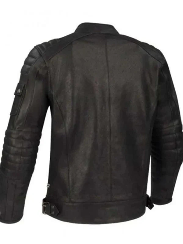 Men Quilted Black Moto Real Leather Jacket Shopotiny