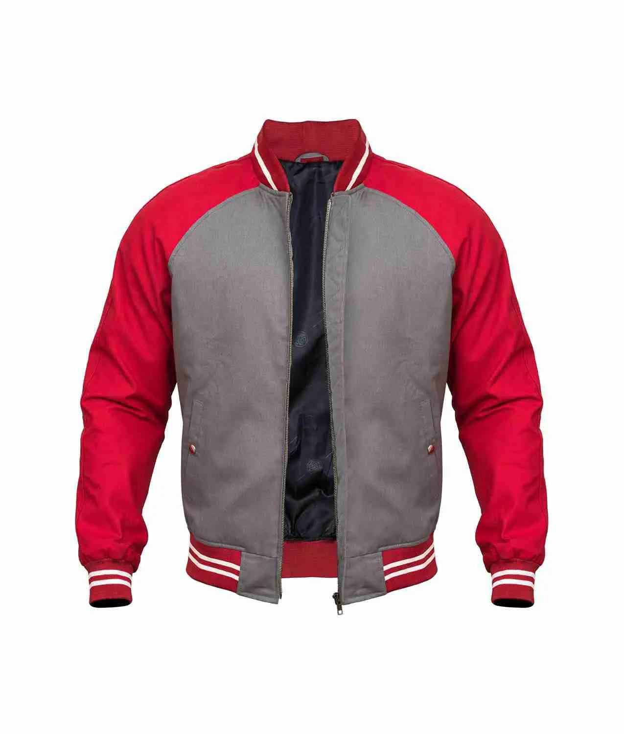 Men Red And Grey Varsity Jacket