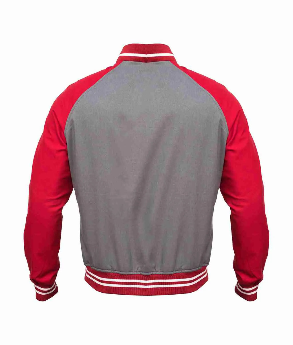 Men Red And Grey Varsity Jacket