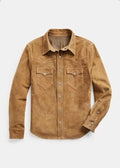 Men Suede Leather Trucker Premium Western Wear Shirt WorthVee