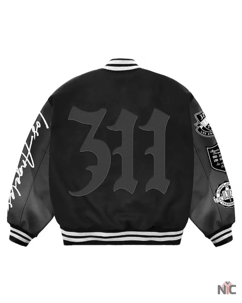 Men’s Black UFC 311 Los Angeles Full-Snap Varsity Jacket Clanton Jacket