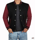 Men's Black & Maroon Varsity Jacket - Bomber Letterman Style Clanton Jacket
