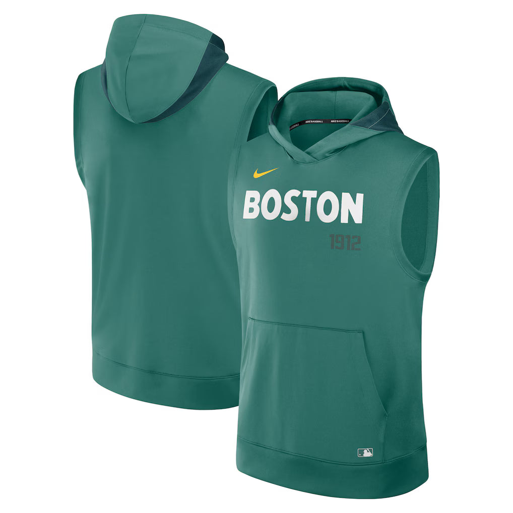 Men’s Boston Red Sox Nike Green 2025 Sleeveless Pullover Hoodie Clanton Jacket