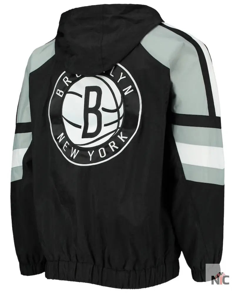 Men’s Brooklyn Nets Starter Black/Gray The Pro II Half-Zip Jacket Clanton Jacket