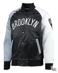Men’s Brooklyn Nets Starter Black/Gray/White Tricolor Remix Raglan Full-Snap Jacket Clanton Jacket