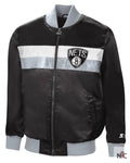 Men’s Brooklyn Nets Starter Black/Silver The Ambassador Satin Full-Zip Jacket Clanton Jacket
