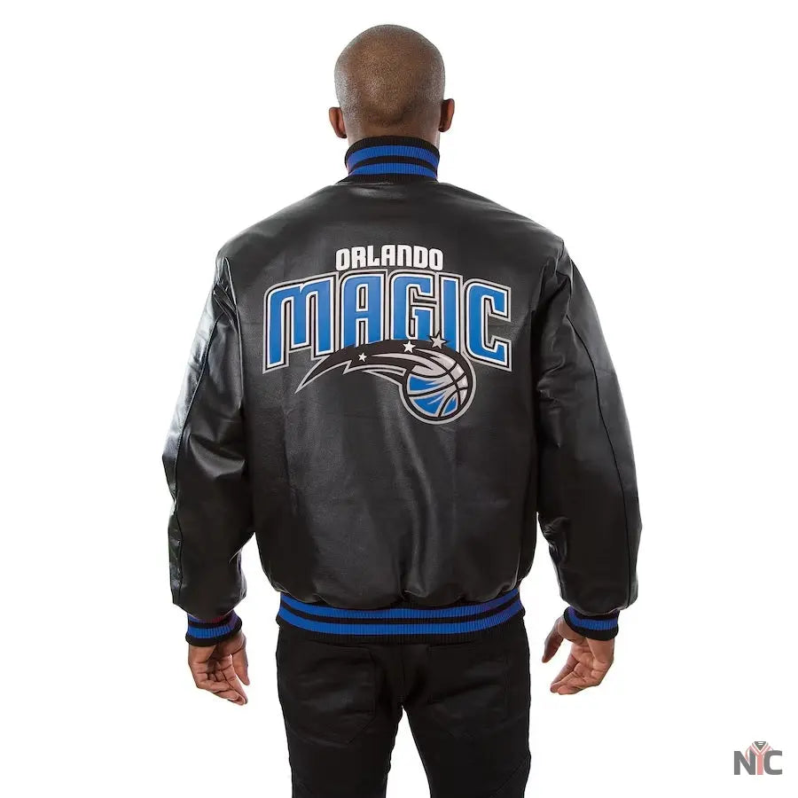 Men’s JH Design Black Orlando Magic Leather Jacket Clanton Jacket