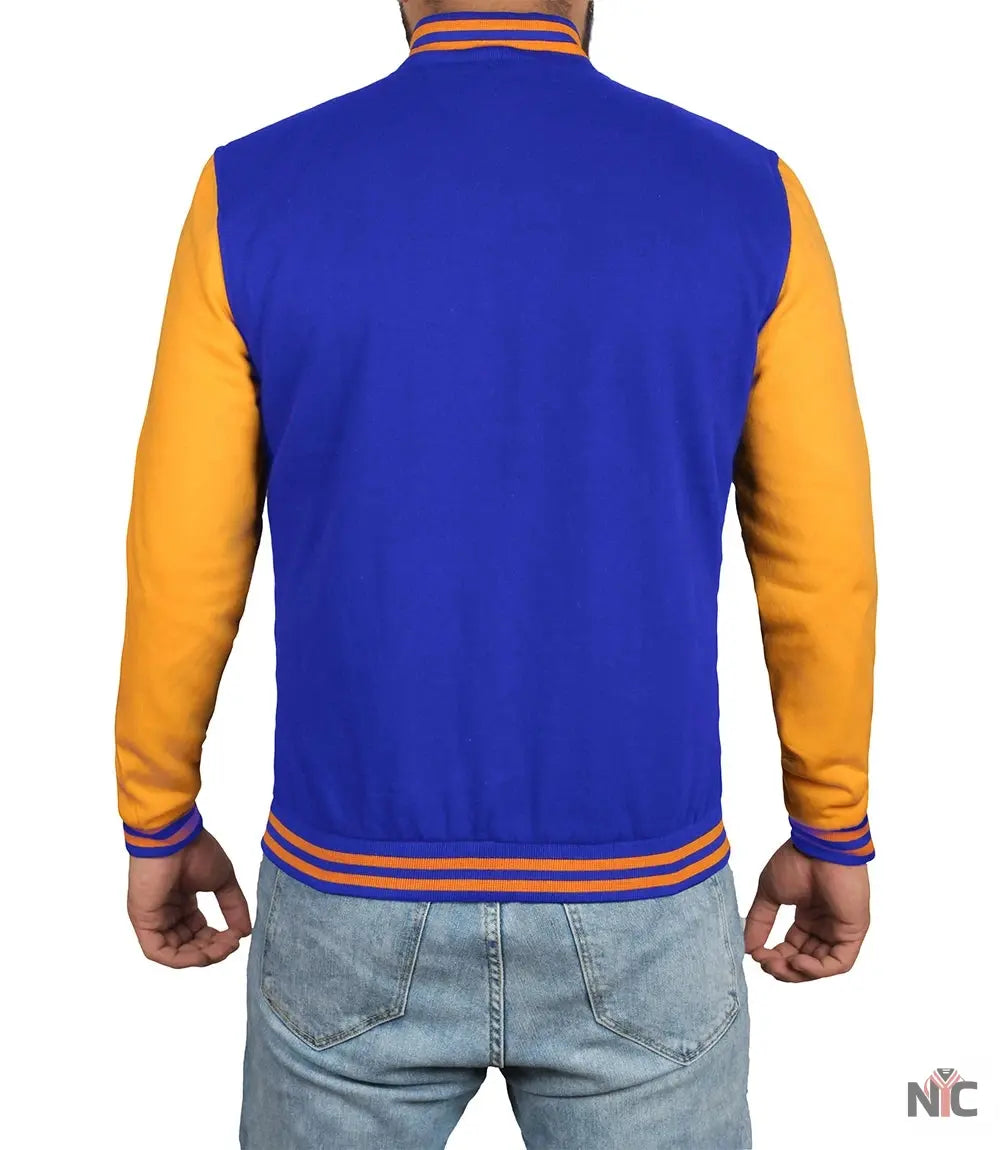 Men's Plain Blue and Yellow Varsity Letterman Jacket Clanton Jacket
