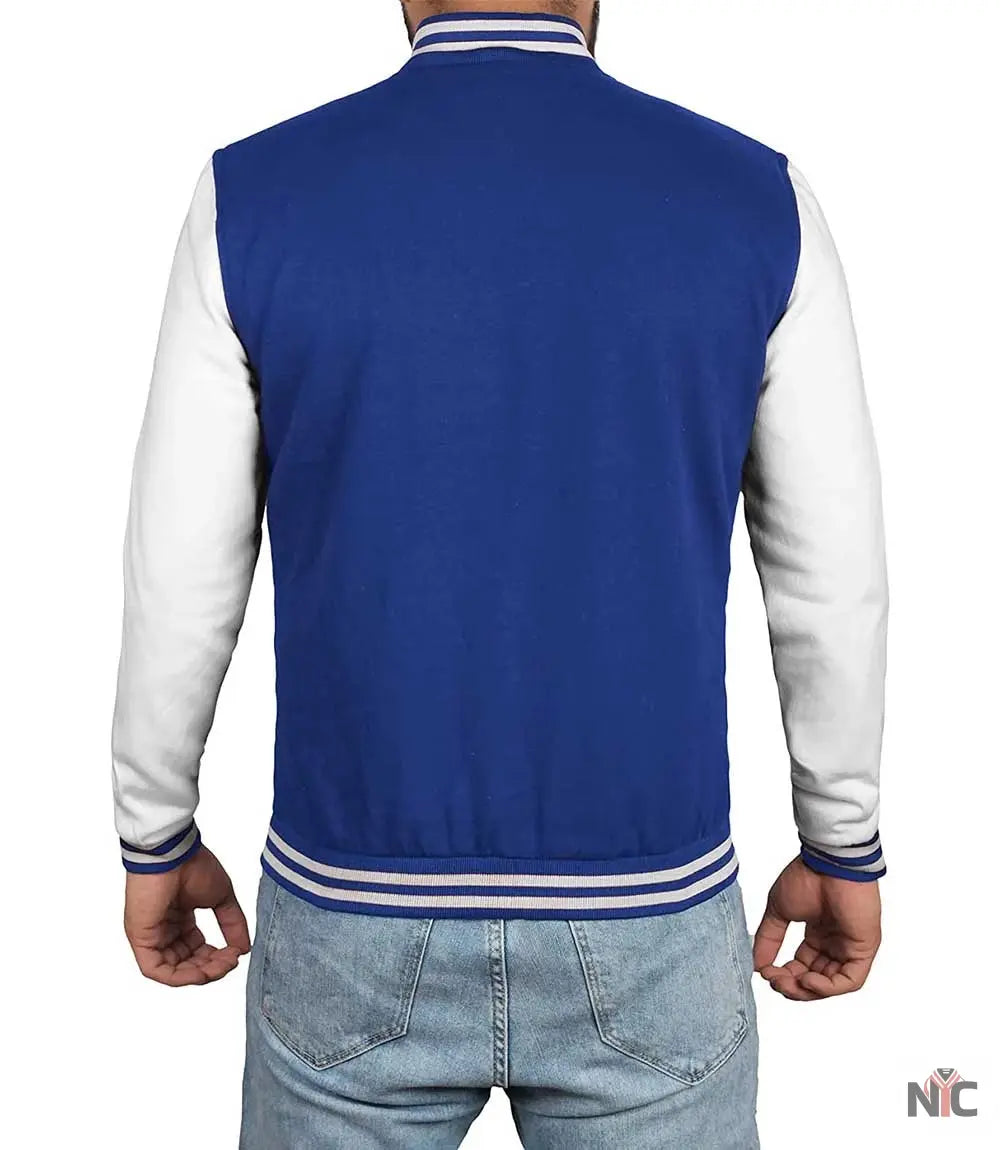Men's Royal Blue & White Varsity Jacket - Classic Baseball Bomber Style Clanton Jacket