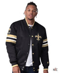 Men’s Starter Black New Orleans Saints Scout Full-Snap Varsity Jacket Clanton Jacket