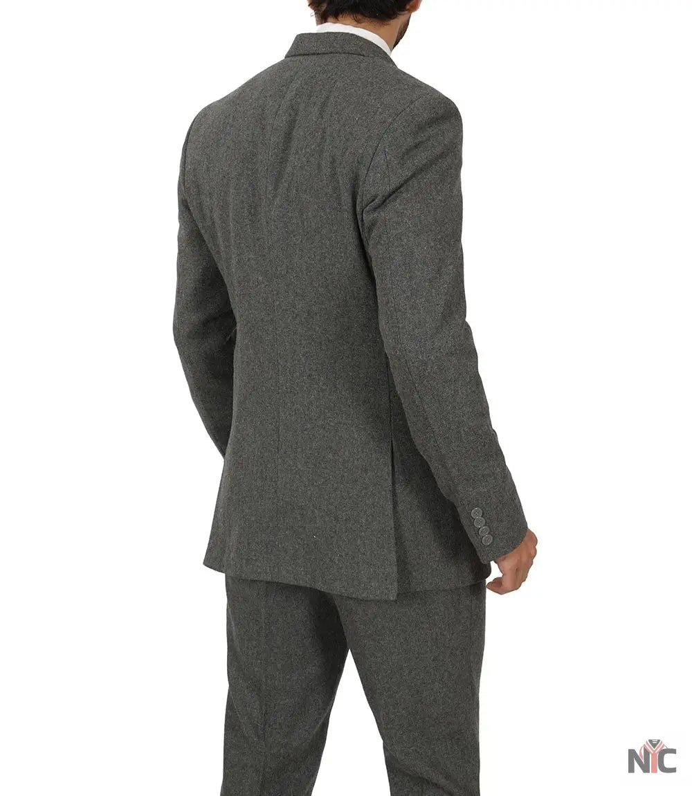 Men's Vintage 3-Piece Grey Tweed Suit for Prom Clanton Jacket