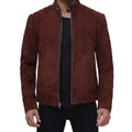 Men’s Quilted Dark Brown Suede Leather Jacket