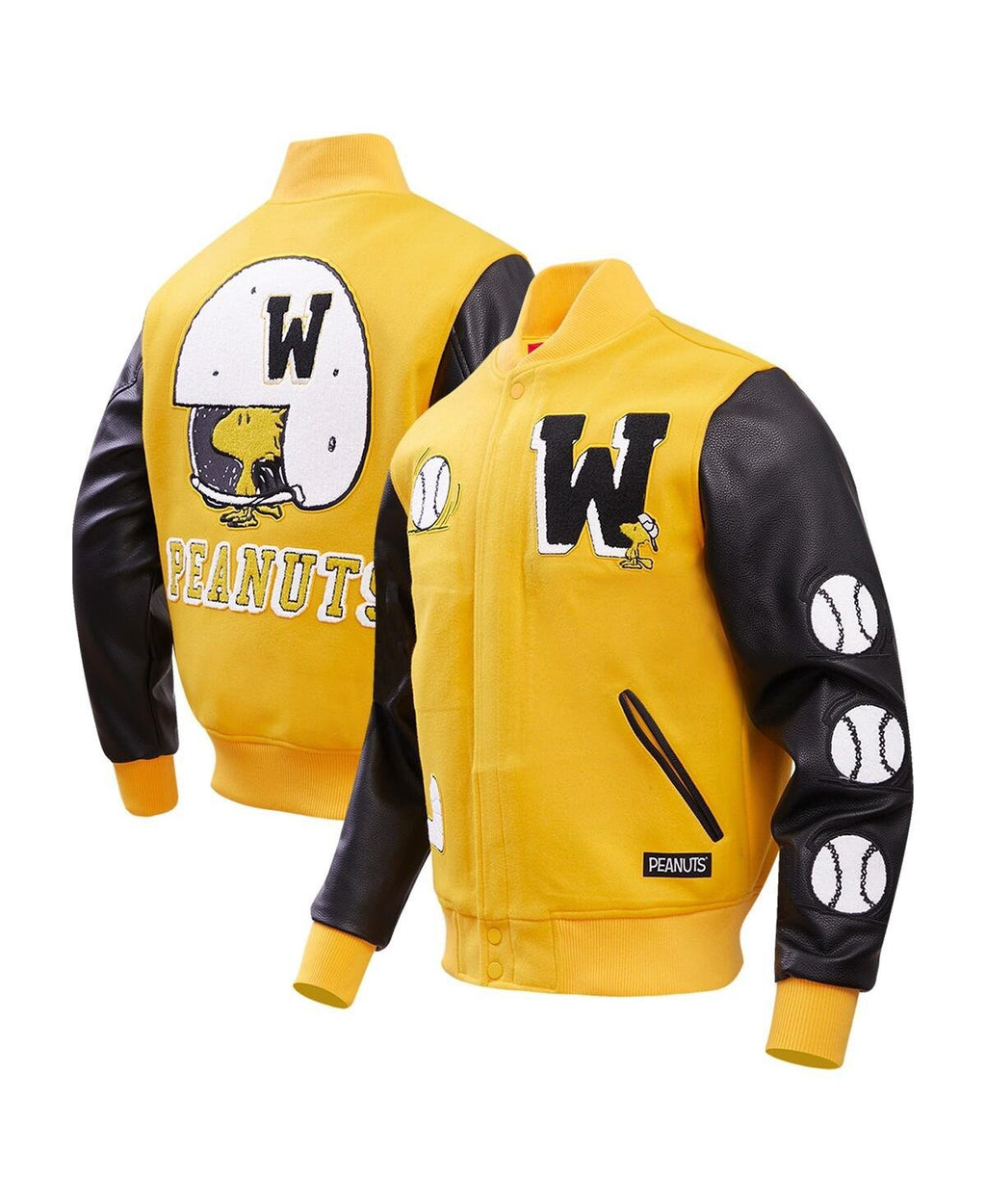 Men’s Yellow Peanuts Woodstock Sports Full-zip Varsity Jacket Clanton Jacket