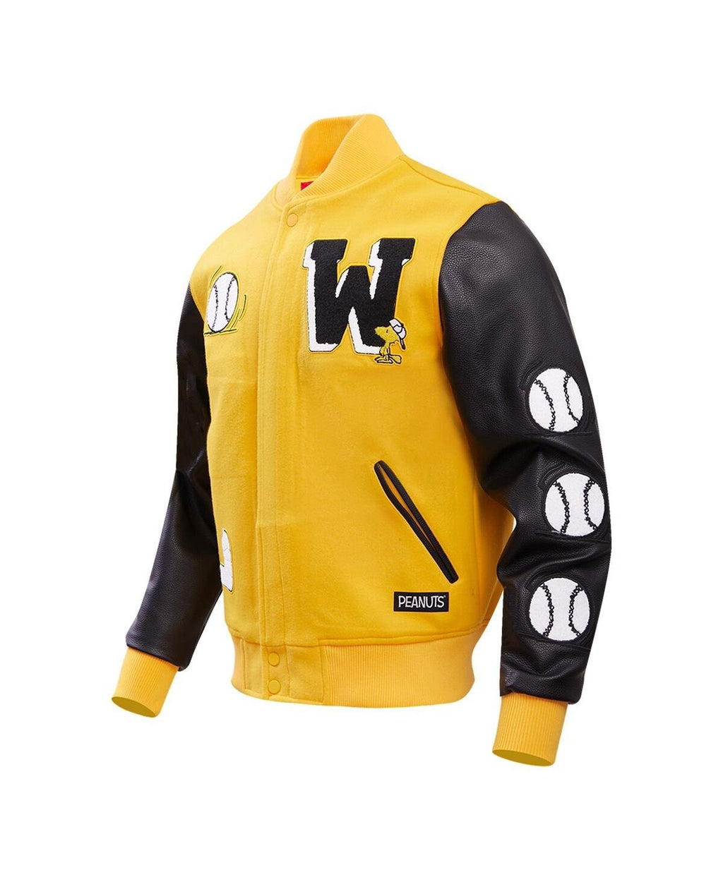 Men’s Yellow Peanuts Woodstock Sports Full-zip Varsity Jacket Clanton Jacket