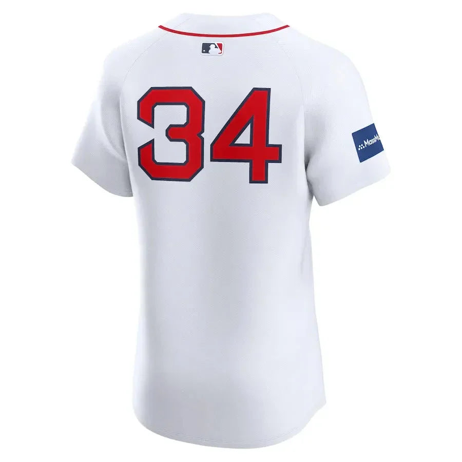 Men's Boston Red Sox David Ortiz Nike White Home Elite Sponsor Patch Player Jersey Kansas Jacket