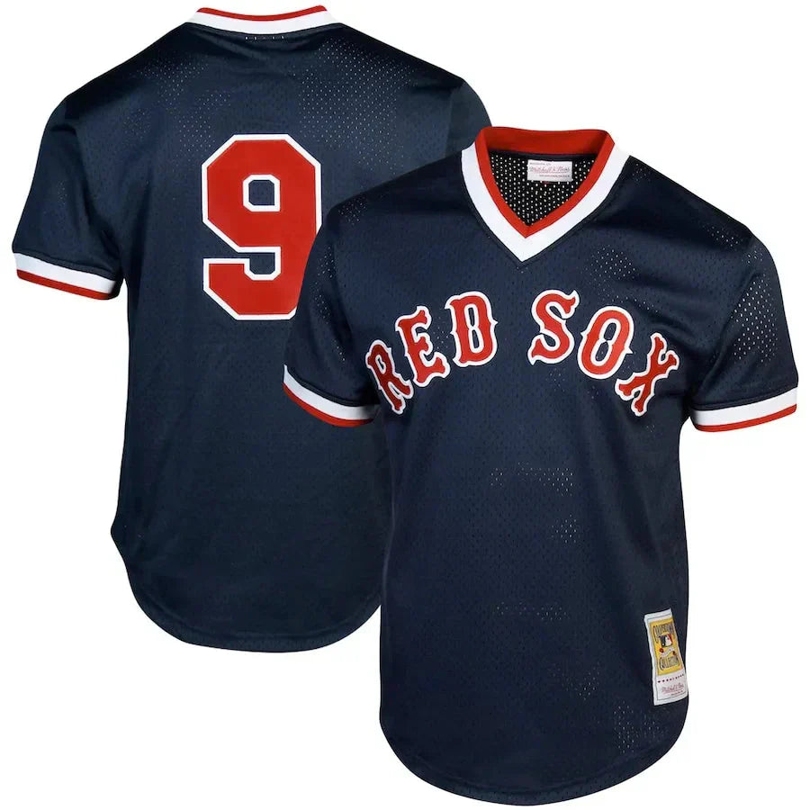 Men's Boston Red Sox Ted Williams Mitchell & Ness Navy Cooperstown Collection Big & Tall Mesh Batting Practice Jersey Kansas Jacket