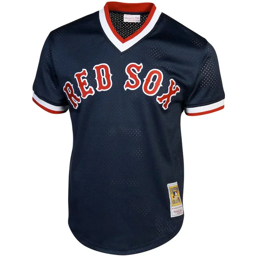 Men's Boston Red Sox Ted Williams Mitchell & Ness Navy Cooperstown Collection Big & Tall Mesh Batting Practice Jersey Kansas Jacket