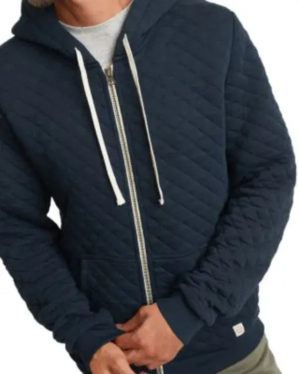 Men’s Corbet Quilted Navy Blue Zip-Up Hoodie WorthVee