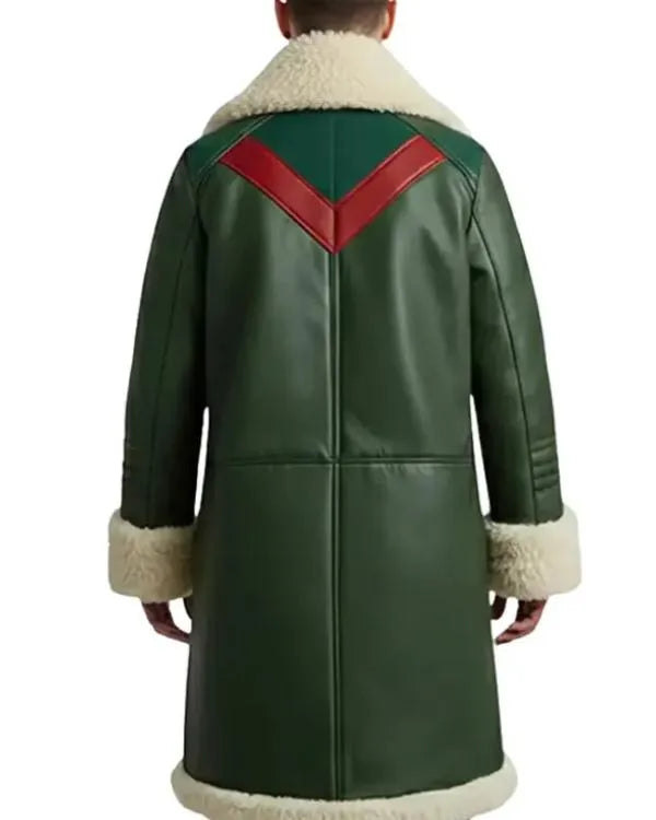 Men’s Green Shearling Long Christmas Coat