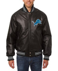 Men’s Jh Design Detroit Lions Black Leather Jacket WorthVee