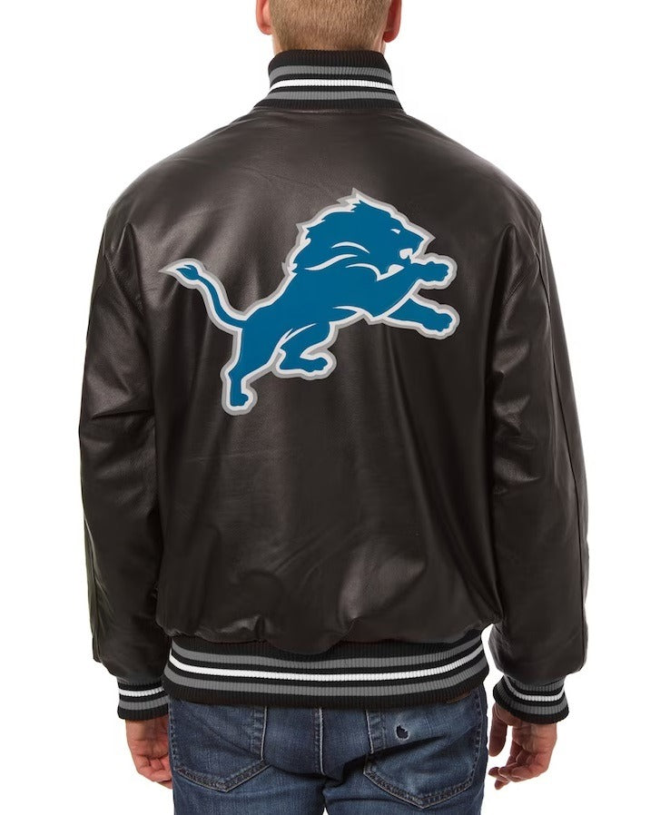 Men’s Jh Design Detroit Lions Black Leather Jacket WorthVee