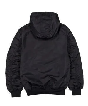 Men’s Los Angeles Dodgers New Era x Alpha Industries Black Current Day Full-Zip Hooded Nylon Bomber Jacket