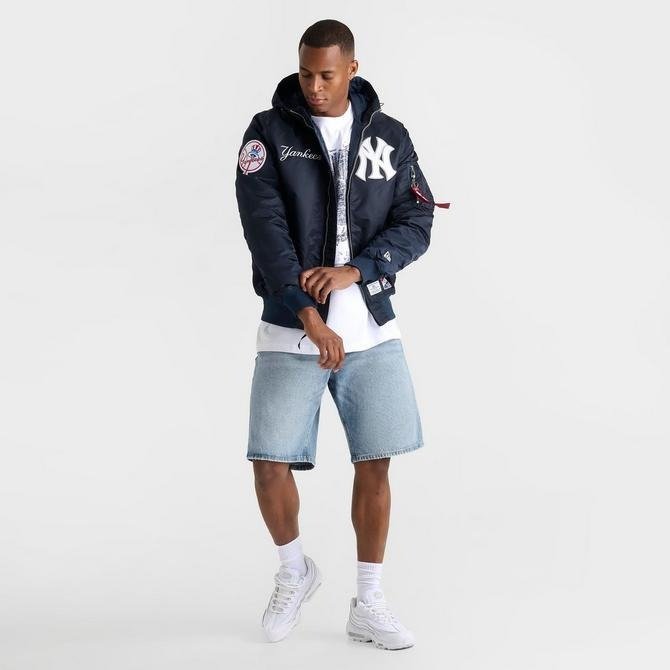Men's New Era x Alpha Industries New York Yankees MLB Hooded Bomber Jacket Clanton Jacket