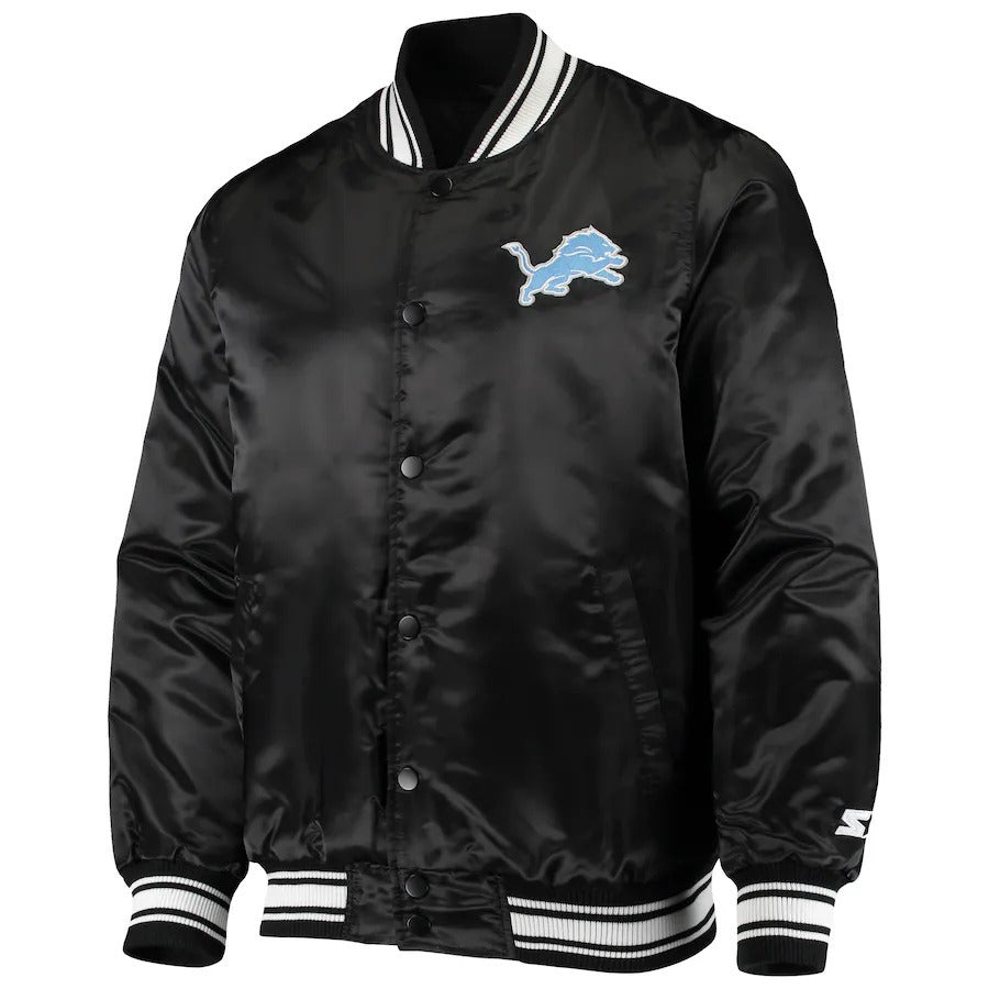 Men’s Starter Black Detroit Lions Locker Room Varsity Jacket WorthVee