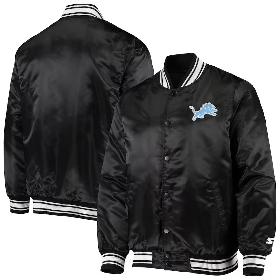 Men’s Starter Black Detroit Lions Locker Room Varsity Jacket WorthVee