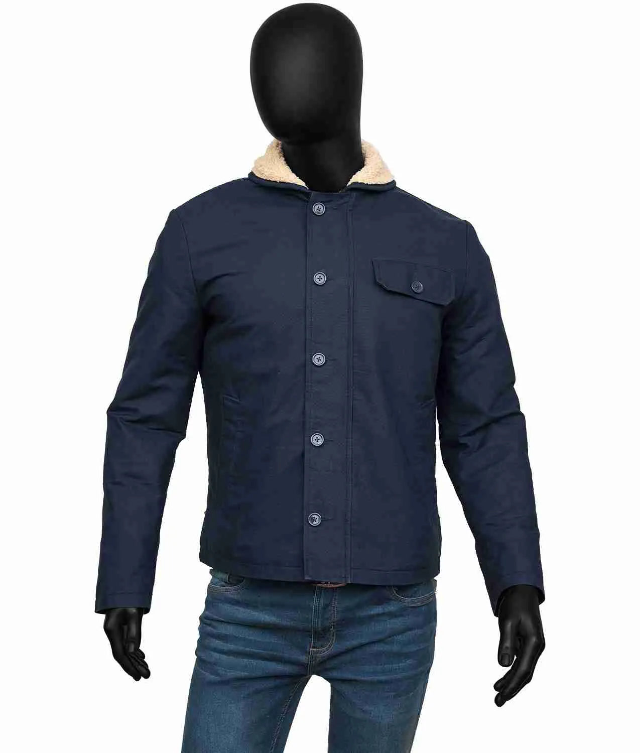 Mens Blue Shearling Jacket