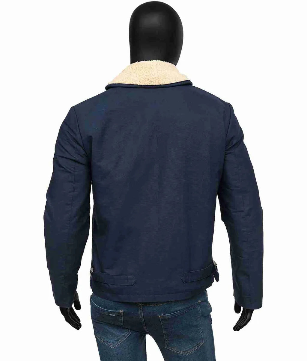 Mens Blue Shearling Jacket
