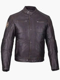 Men Brown Cafe Racer Real Leather Jacket Clanton Jacket