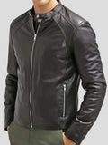 Men Cafe Racer Black Slim Fit Real Leather Jacket Clanton Jacket