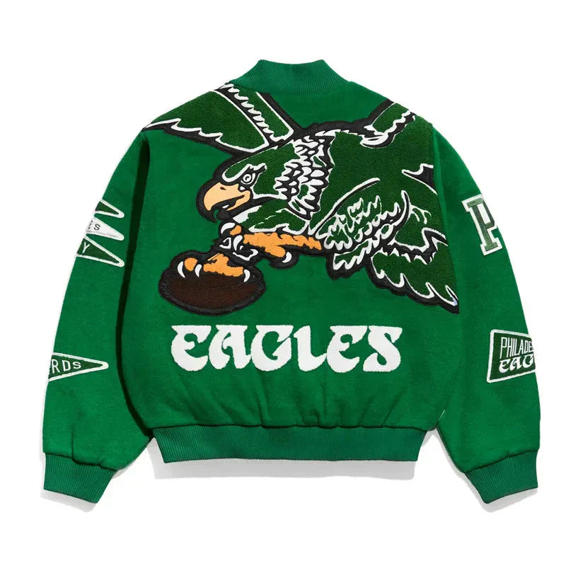 Unisex Kelly Green Varsity Wool Jacket Clanton Jacket