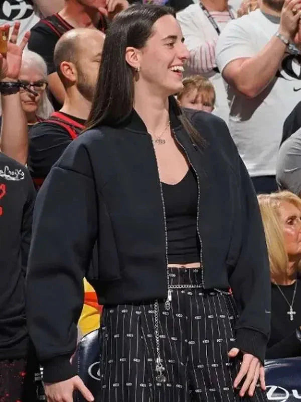 Caitlin Clark 2025 Black Bomber Jacket Clanton Jacket
